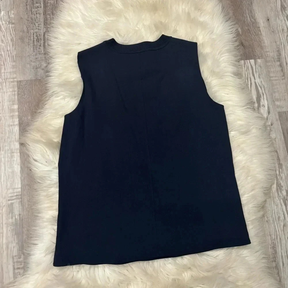 Vince. Unfold Rib Trim Crew Neck Shell in Coastal Blue sz small - Picture 8 of 10